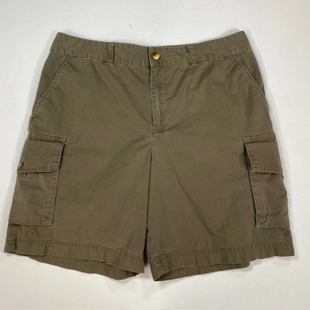 Lauren Ralph Lauren Womens Cargo Shorts Olive Brown Cotton‎ Stretch Size 10